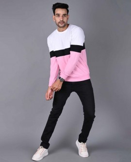  Black & Light Pink Color Block Sweatshirt 
