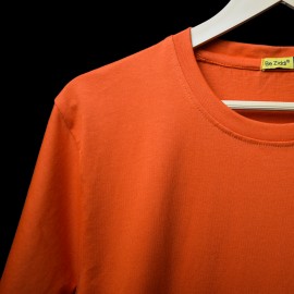  Solids: Sunset Red Half Sleeve T-shirt in Fazilka