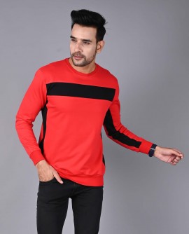  Red Black Color Block Sweatshirt in Fazilka