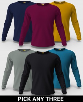  Combo Of Three - Plain Full Sleeve T-shirt in Fazilka