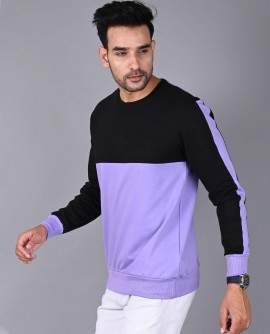  Black & Purple Color Block Sweatshirt in Araria