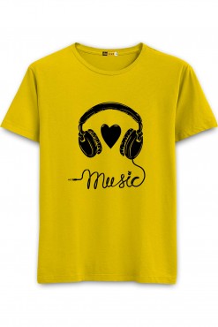  Music Love Round Neck T-shirt in Fazilka