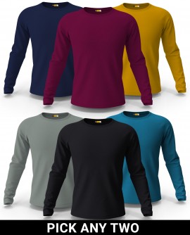  Combo Of Two - Plain Full Sleeve T-shirt in Fazilka