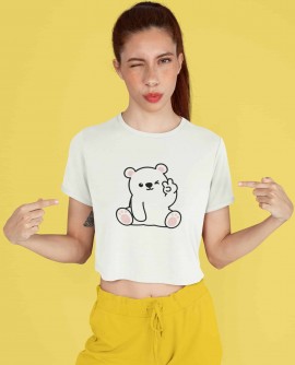  Cute Bear Crop Top T-shirt in Fazilka