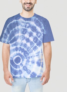  Faded Blue Round Tie Dye T-shirt in Sirsa