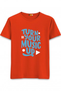  Turn Your Music Up Round Neck T-shirt in Fazilka