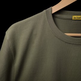  Solids: Olive Green Half Sleeve T-shirt in Fazilka