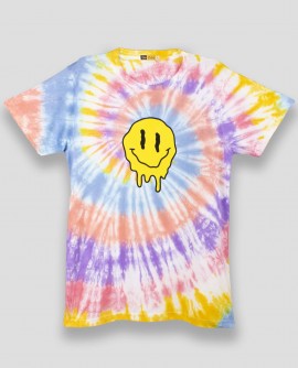  Tie Dye: Smiley Swirl Half Sleeve T-shirt in Fazilka