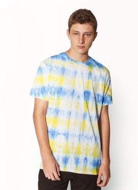  Yellow Blue Stripes Tie Dye T-shirt 