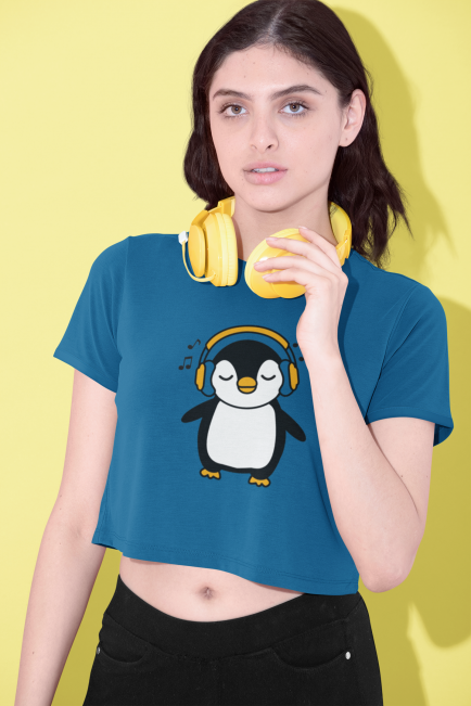 Music Penguin Crop Top T-Shirt