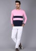 Light Pink & Navy Blue Color Block Sweatshirt
